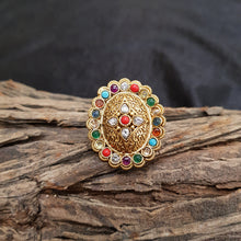 Antique Gold Finish Adjustable Ring 1609-28 - Dazzles Jewellery