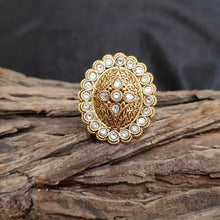 Antique Gold Finish Adjustable Ring 1609-28 - Dazzles Jewellery