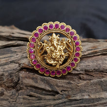 Antique Gold Finish Tample Adjustable Ring 1612-28 - Dazzles Jewellery
