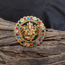Antique Gold Finish Tample Adjustable Ring 1612-28 - Dazzles Jewellery