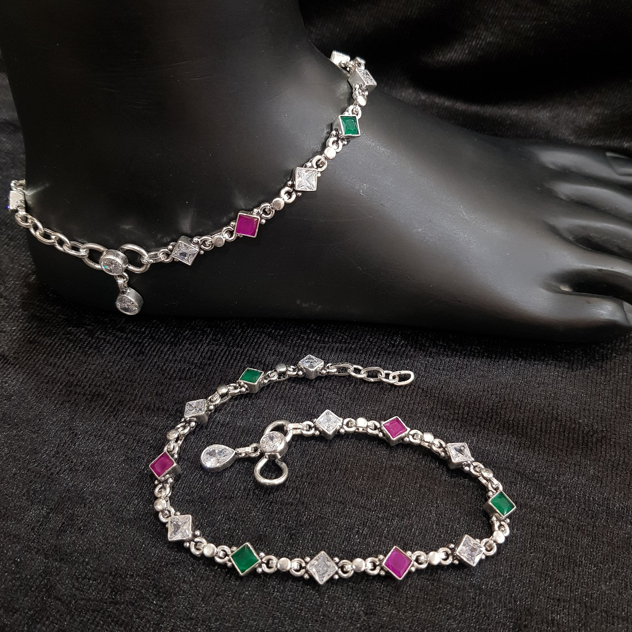 Silver Anklet 1655-20 - Dazzles Jewellery