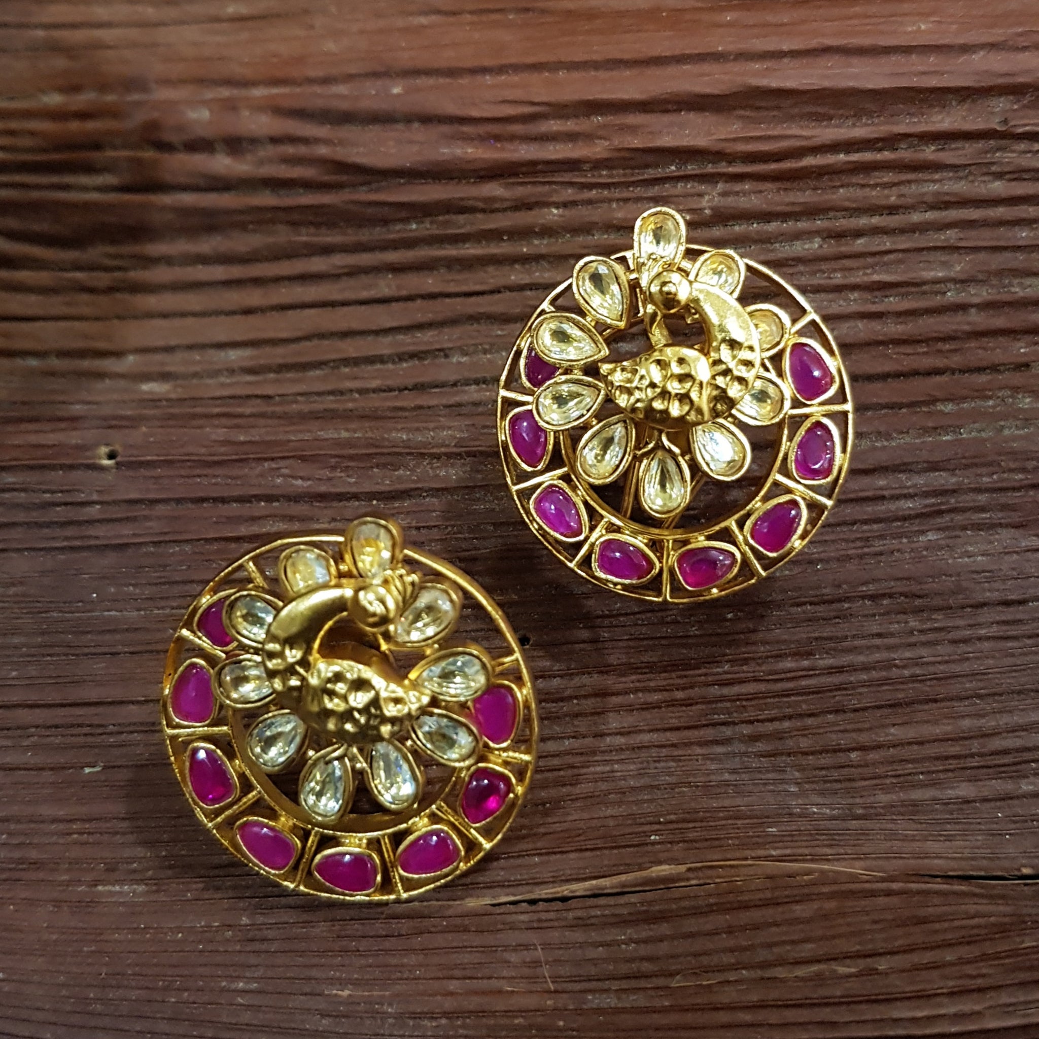 Ruby Kundan Tops/Studs 20061-7245 - Dazzles Jewellery
