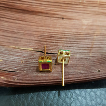 Square Kundan Ruby Color Tops/Studs 6510-1225 - Dazzles Jewellery