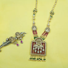 Antique Gold Finish Temple Pendant Set 18303-5485 - Dazzles Jewellery