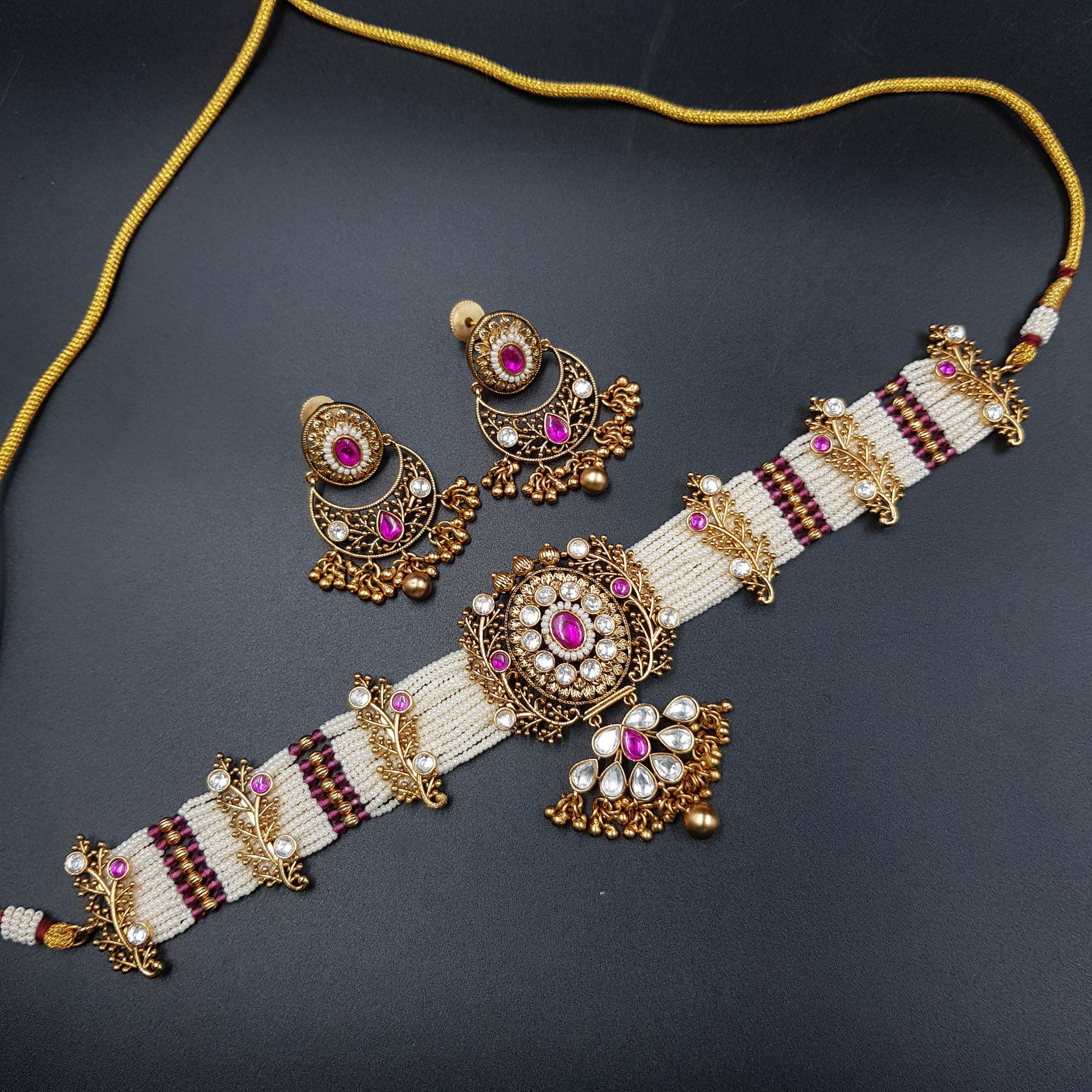 Choker Antique Necklace Set 3571-28 - Dazzles Jewellery