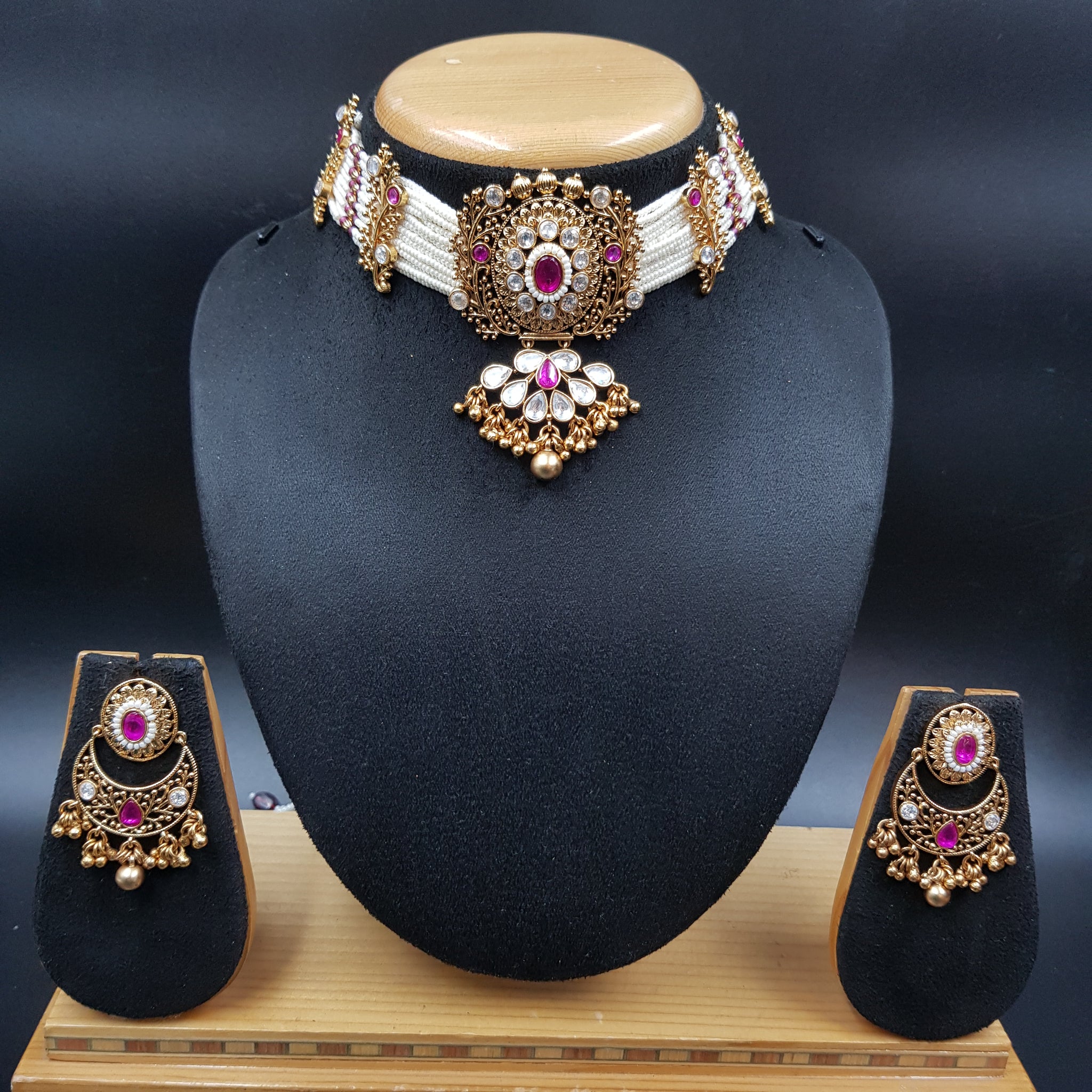 Choker Antique Necklace Set 3571-28 - Dazzles Jewellery