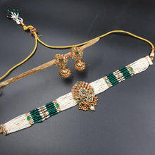 Choker Gold Look Necklace Set 3569-28 - Dazzles Jewellery