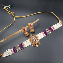 Choker Gold Look Necklace Set 3569-28 - Dazzles Jewellery