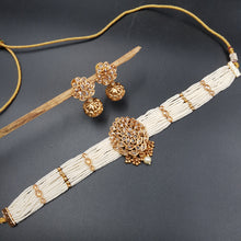 Choker Gold Look Necklace Set 3569-28 - Dazzles Jewellery