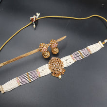 Choker Gold Look Necklace Set 3569-28 - Dazzles Jewellery