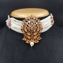 Choker Gold Look Necklace Set 3569-28 - Dazzles Jewellery