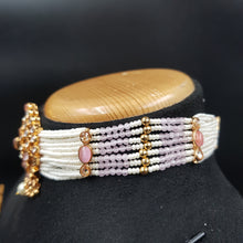 Choker Gold Look Necklace Set 3569-28 - Dazzles Jewellery