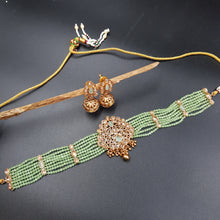 Choker Gold Look Necklace Set 3567-28 - Dazzles Jewellery