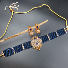 Choker Gold Look Necklace Set 3567-28 - Dazzles Jewellery