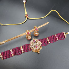 Choker Gold Look Necklace Set 3567-28 - Dazzles Jewellery