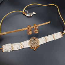 Choker Gold Look Necklace Set 3567-28 - Dazzles Jewellery