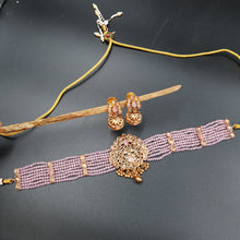 Choker Gold Look Necklace Set 3567-28 - Dazzles Jewellery