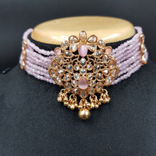 Choker Gold Look Necklace Set 3567-28 - Dazzles Jewellery