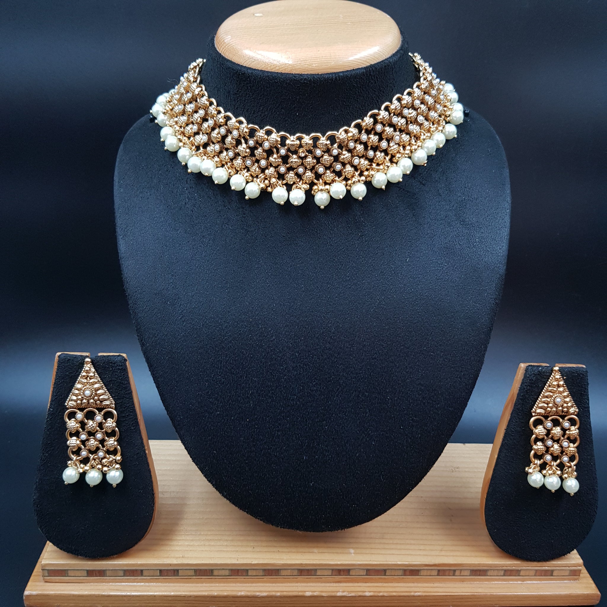 Choker Antique Necklace Set 3618-28 - Dazzles Jewellery