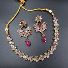 Round Neck Antique Necklace Set 3667-28 - Dazzles Jewellery