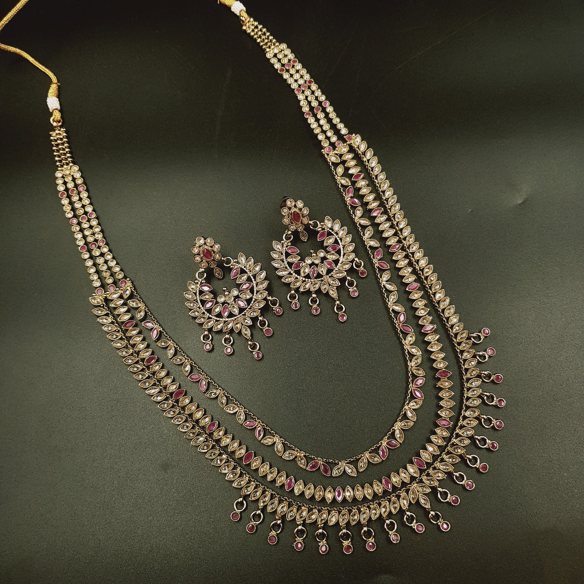 Long Neck Antique Necklace Set 3669-28 - Dazzles Jewellery