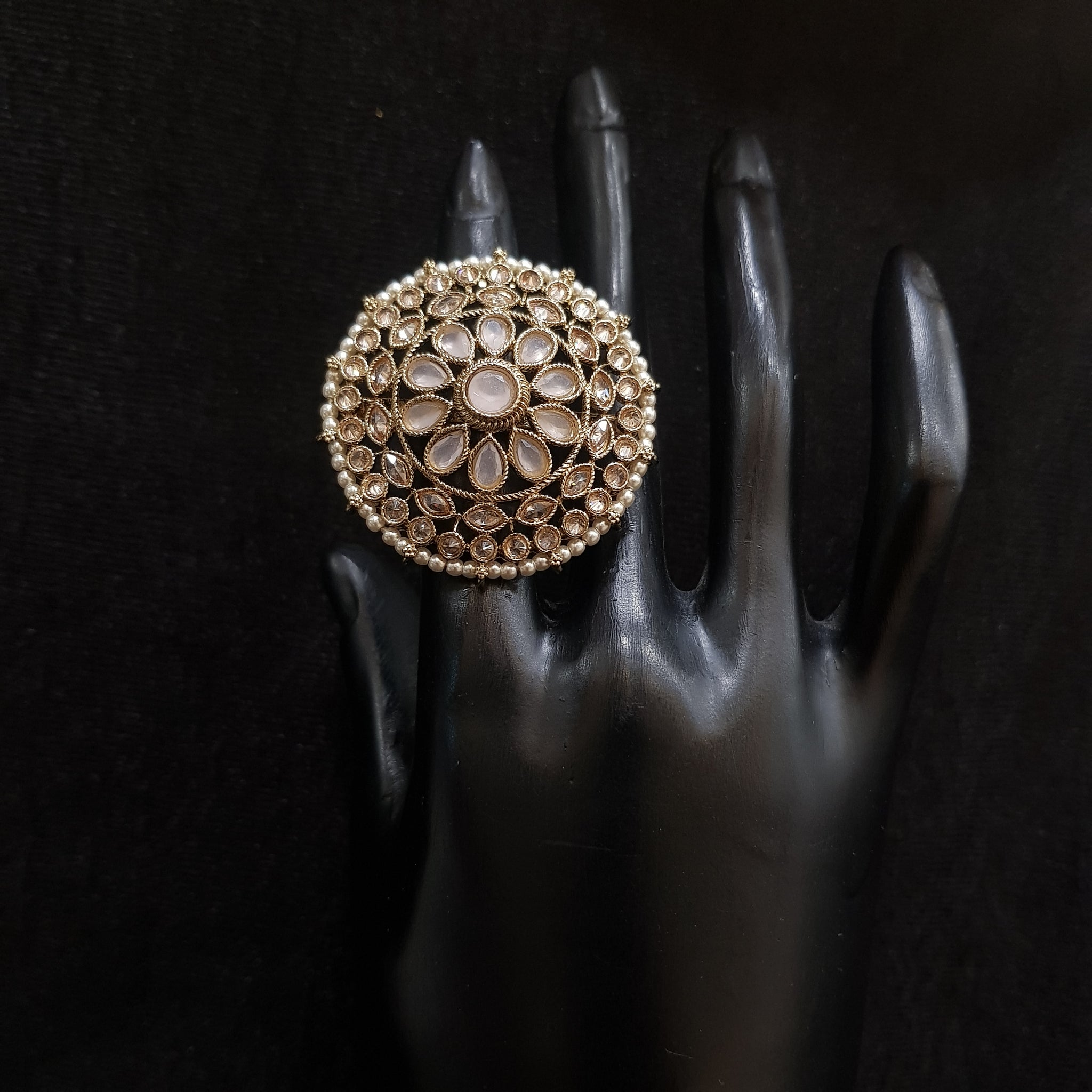 Antique Gold Finish Ring 4005-28 - Dazzles Jewellery