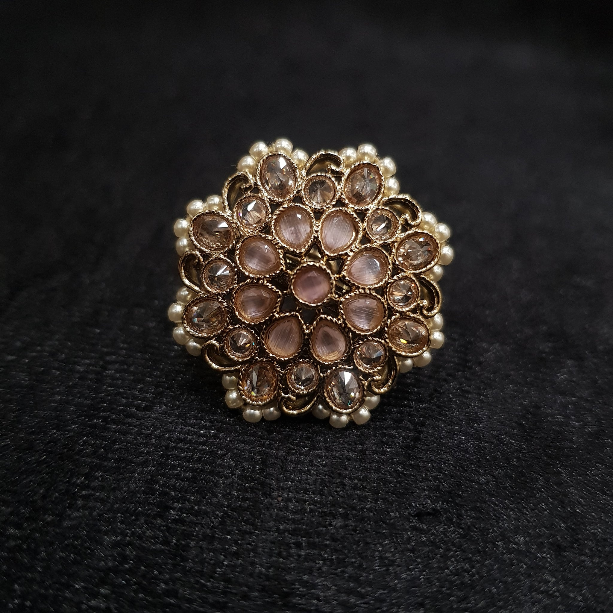 Antique Gold Finish Ring 4000-28 - Dazzles Jewellery