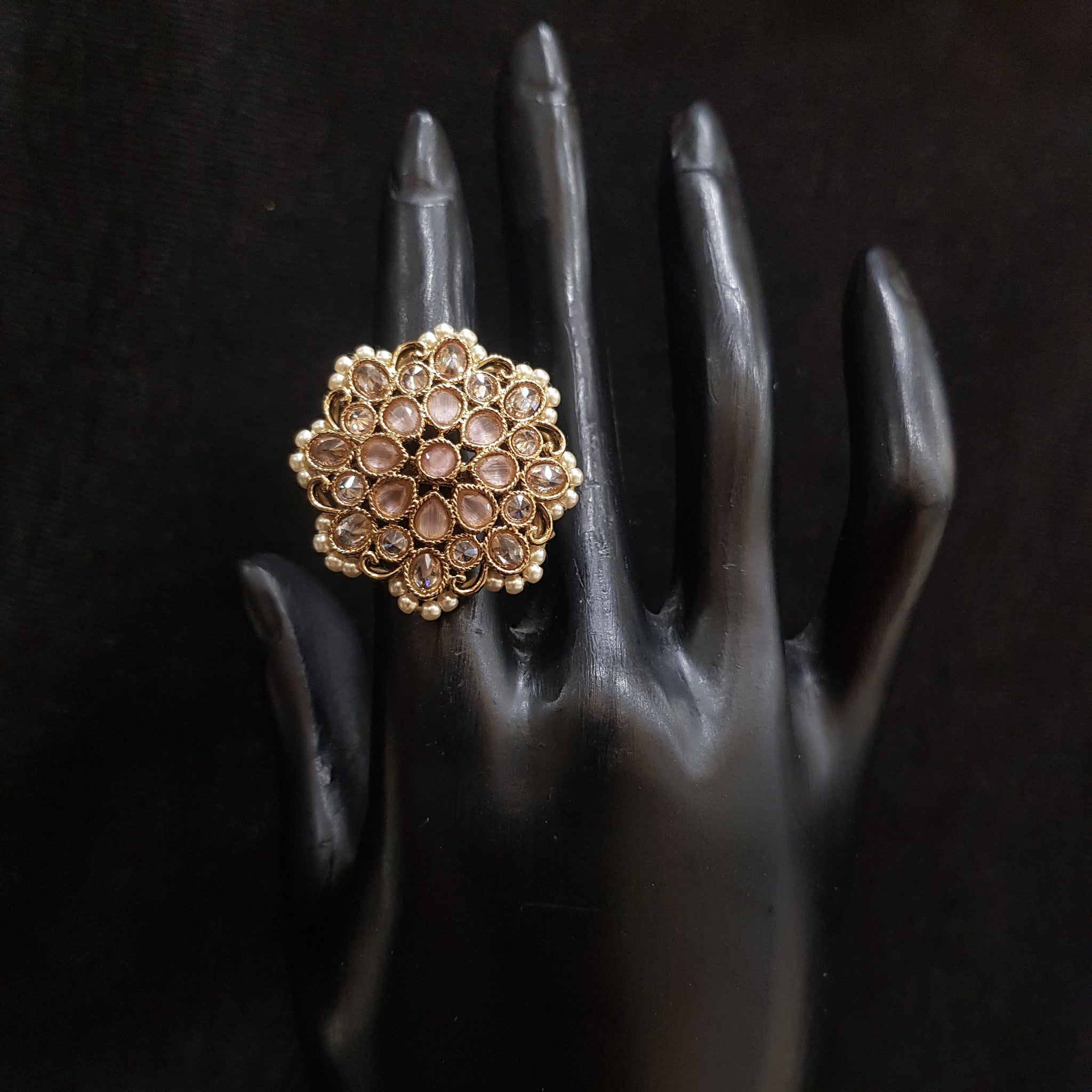 Antique Gold Finish Ring 4000-28 - Dazzles Jewellery