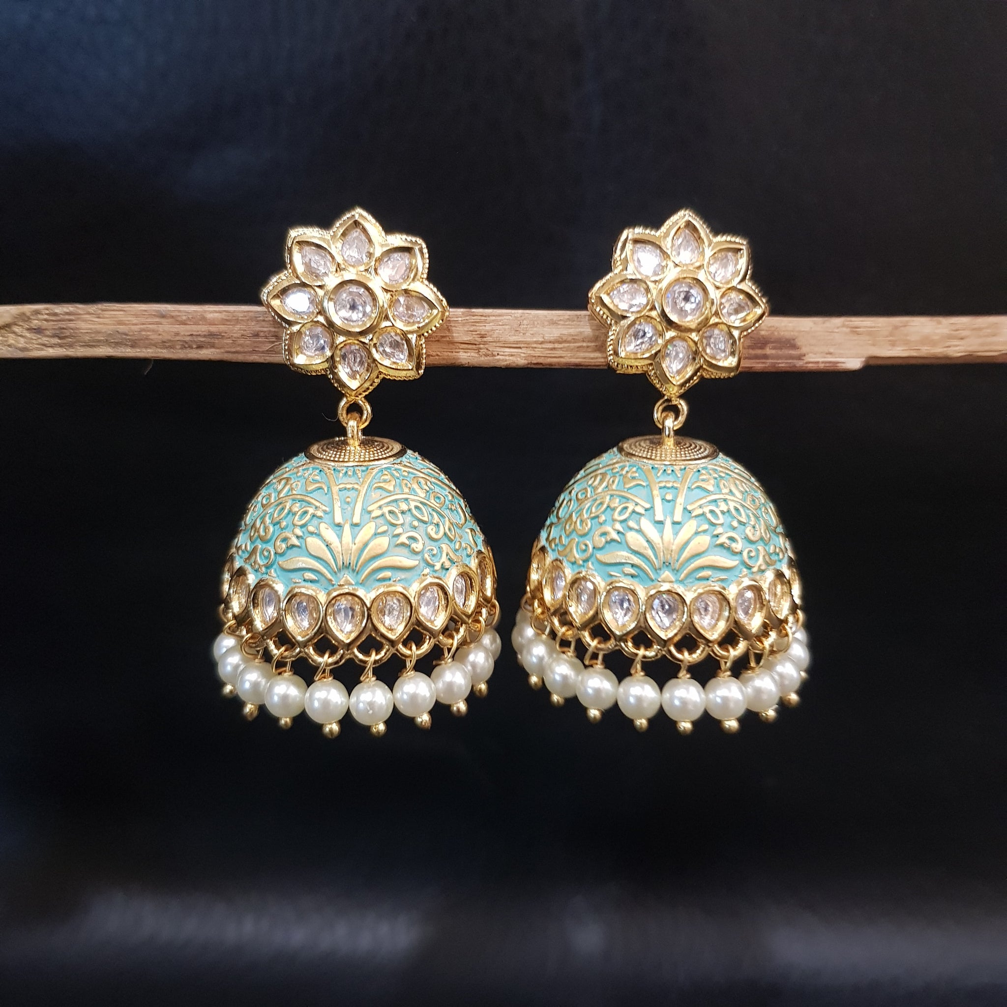 Mint Green Kundan Earring - Dazzles Jewellery