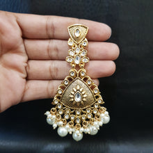 Antique Gold Plated Kundan Earring Danglers 19035-6217 - Dazzles Jewellery