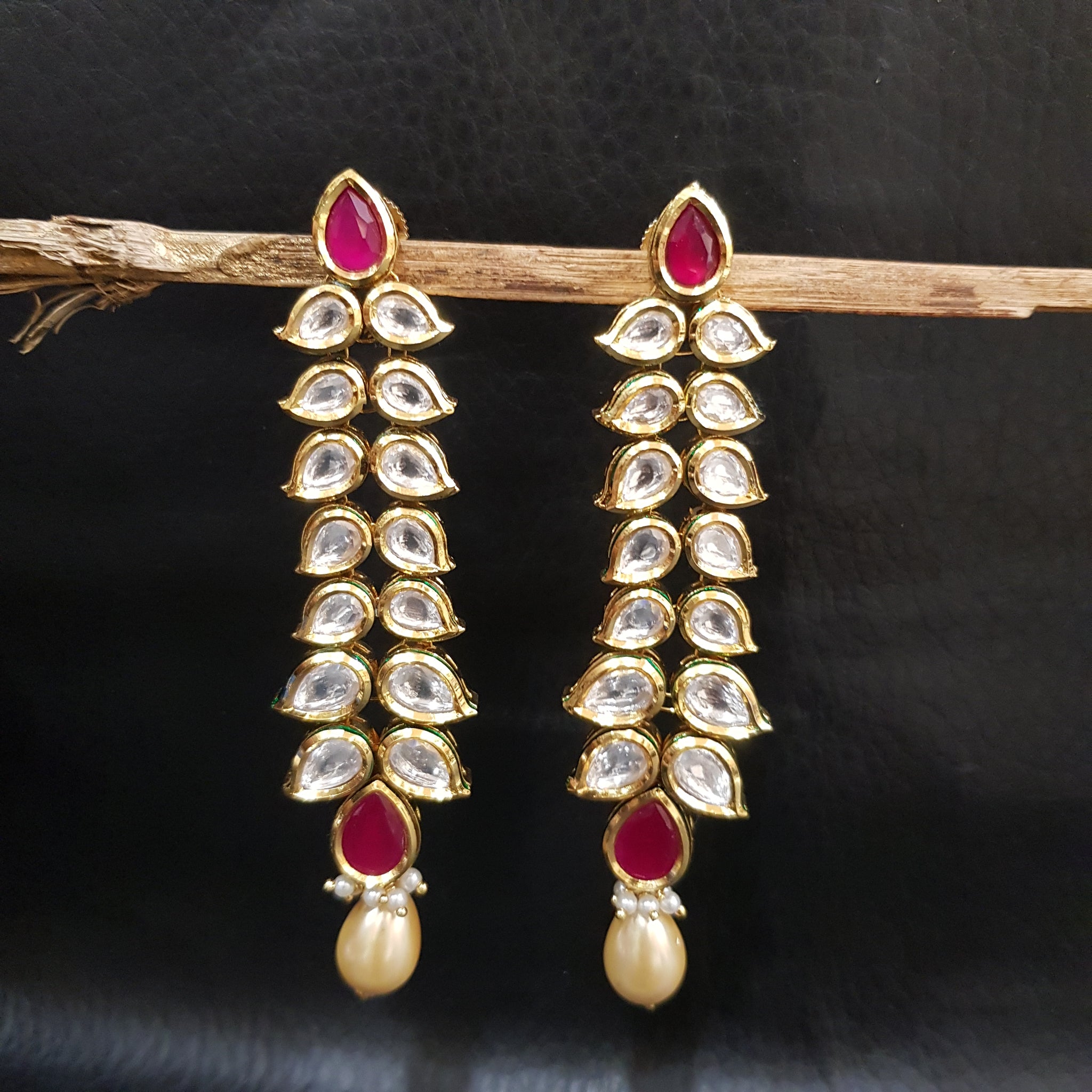 Ruby Kundan Earring 9784-4879 - Dazzles Jewellery