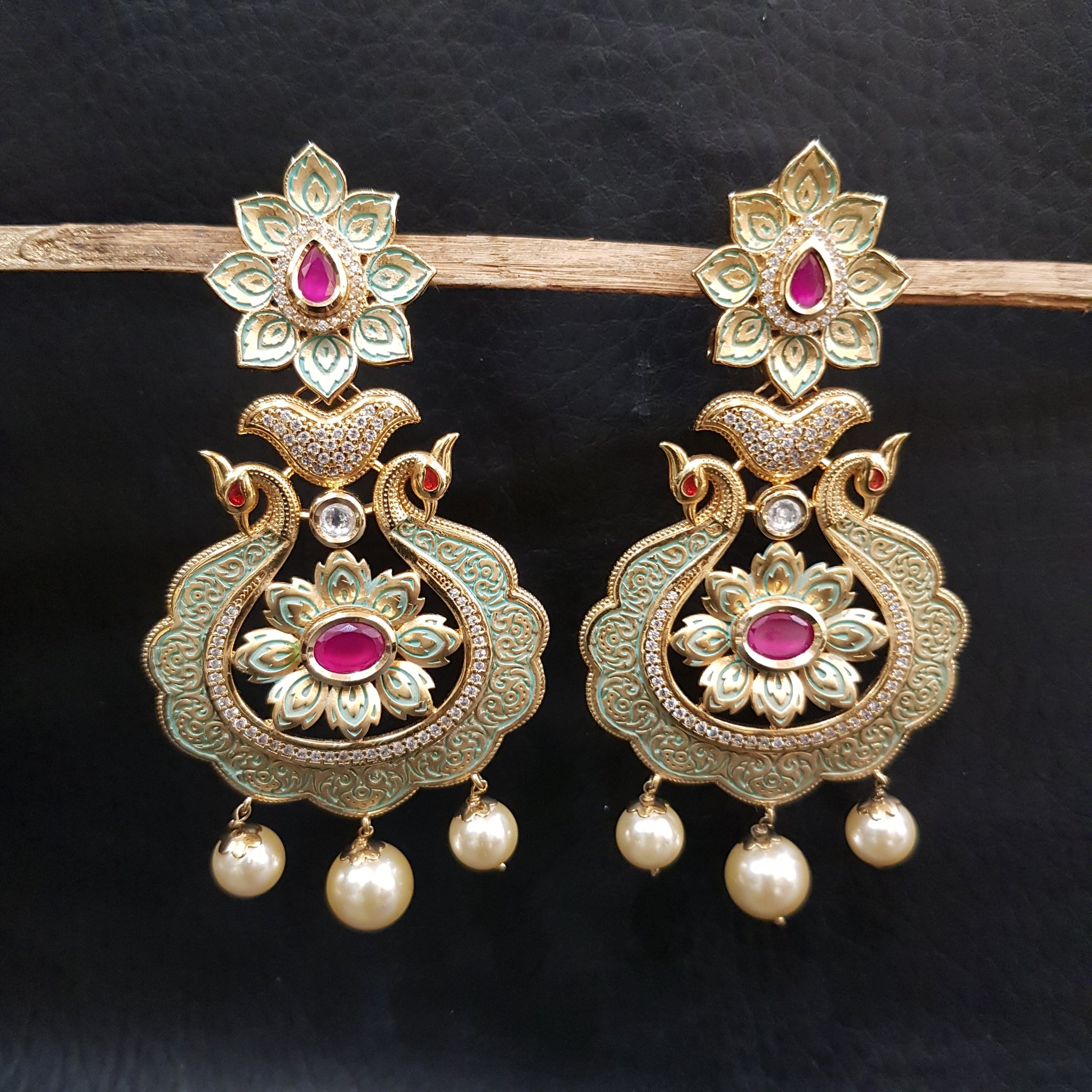 Mint Green Kundan Earring 12178-28 - Dazzles Jewellery