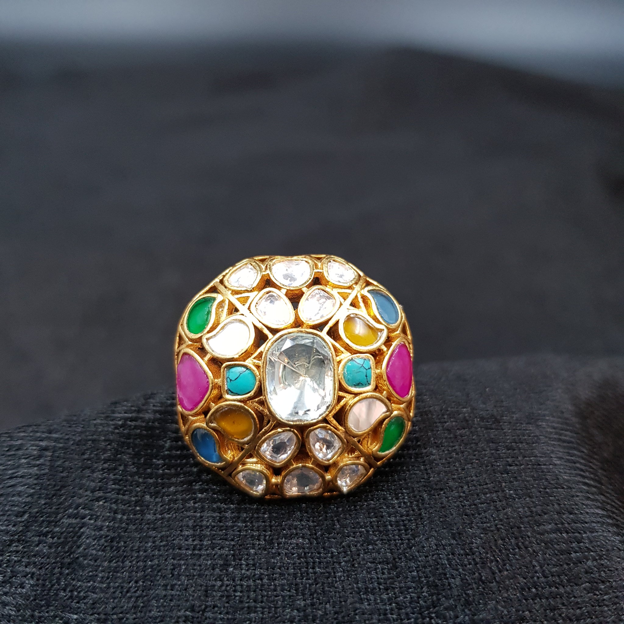 Kundan Ring 5263-34 - Dazzles Jewellery