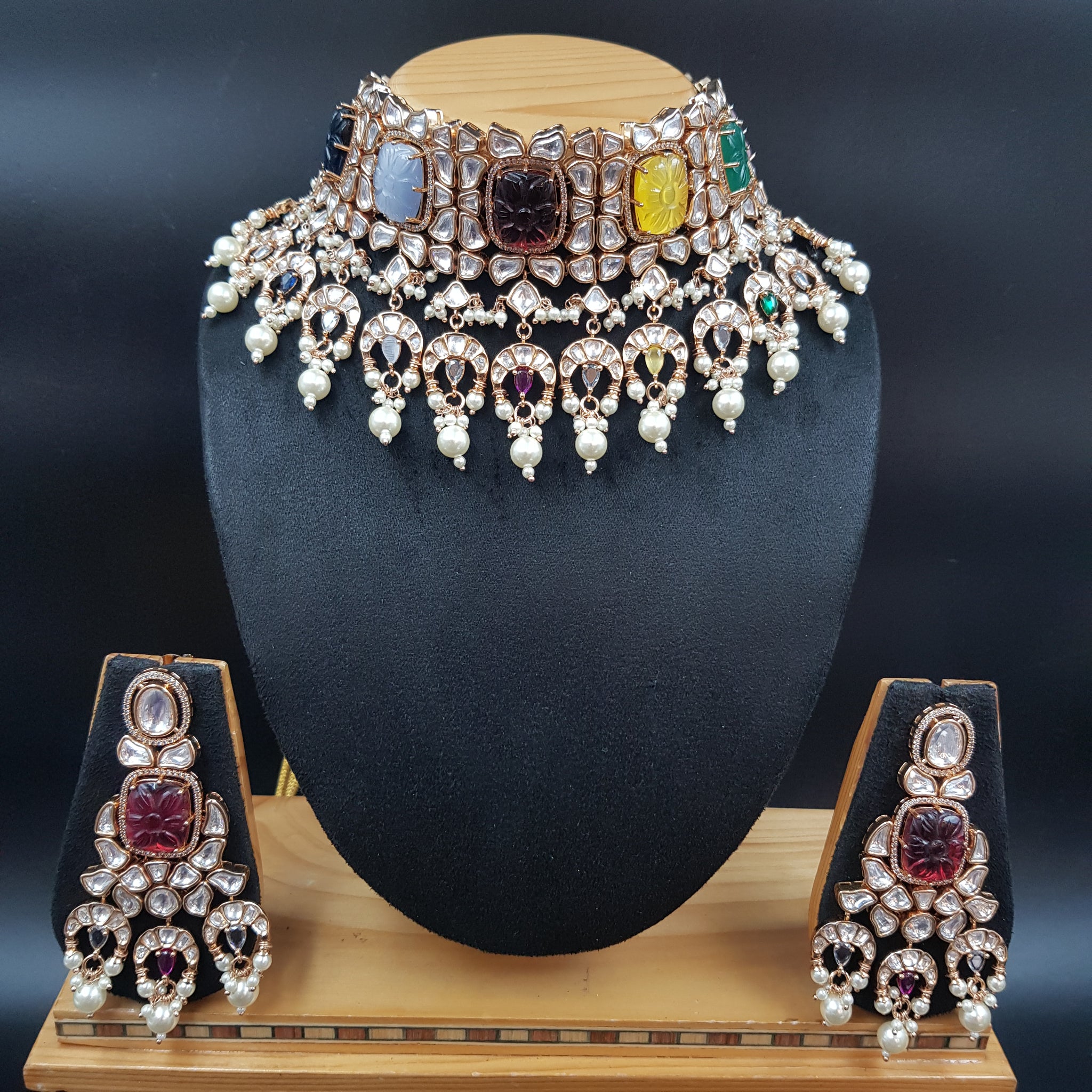 Choker Kundan Necklace Set 5291-68 - Dazzles Jewellery