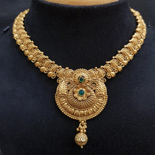 Green Gold Look Necklace Set - Dazzles Jewellery