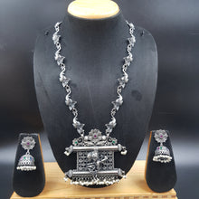 Long Neck Oxidized Necklace Set 4332-81 - Dazzles Jewellery
