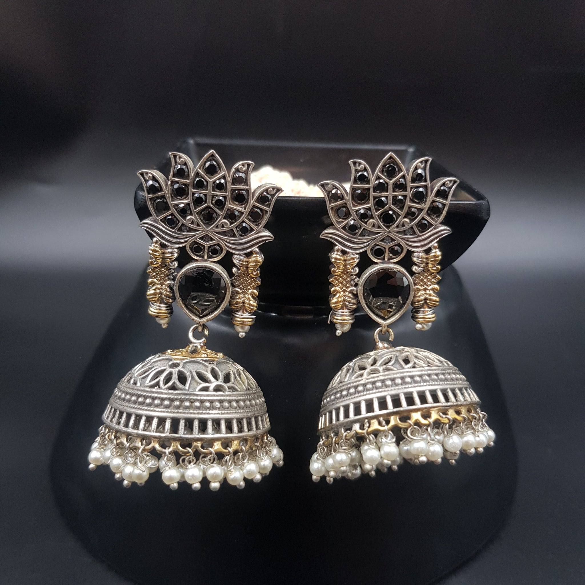 Jhumki Oxidized Earring 4701-59 - Dazzles Jewellery