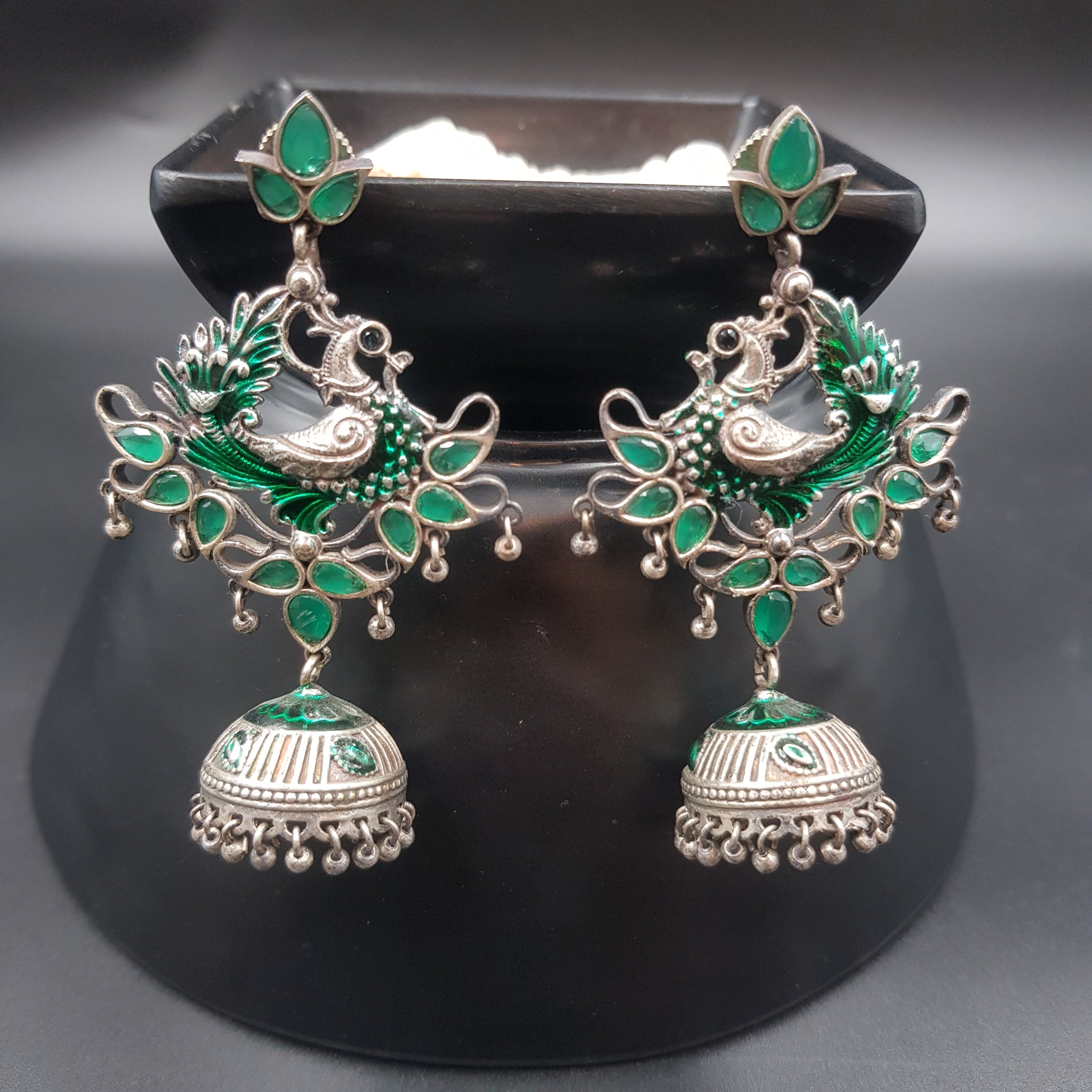 Green Oxidized Earring 14643 - Dazzles Jewellery