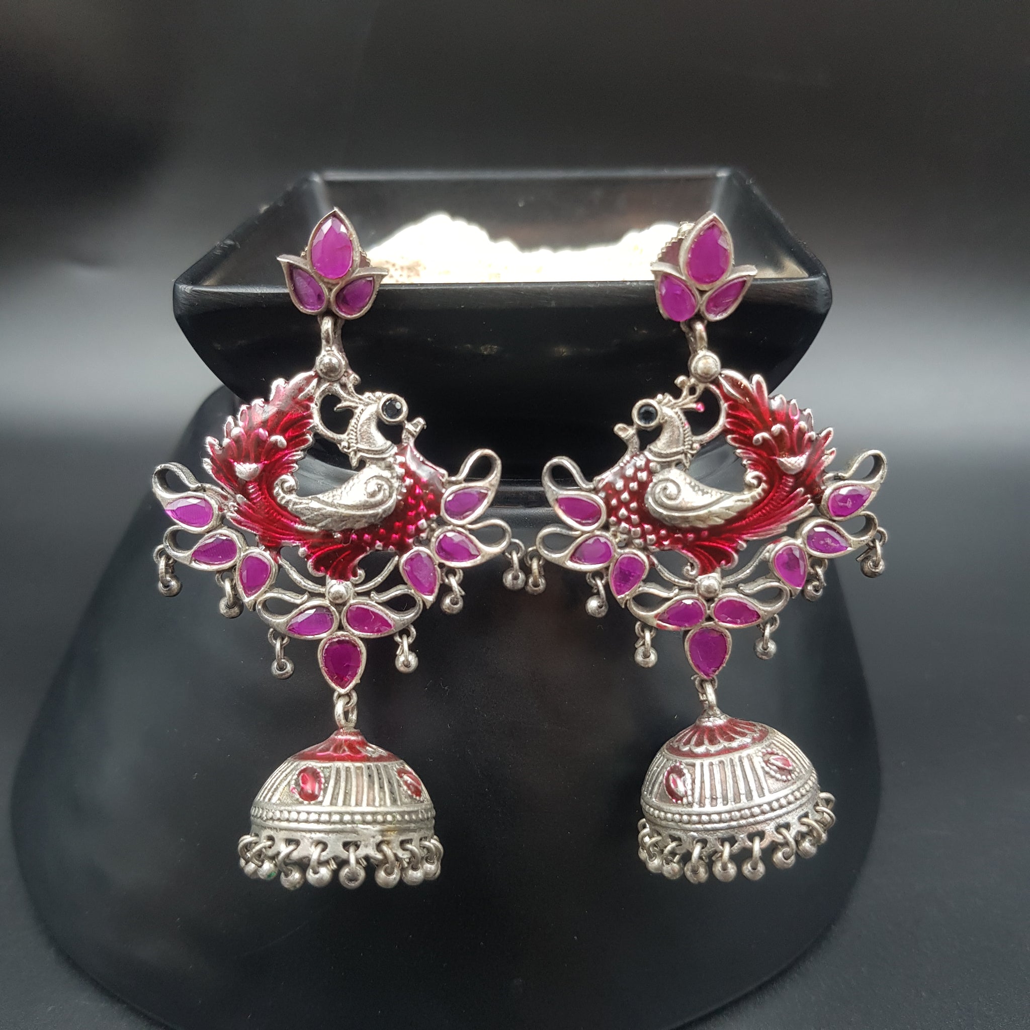 Ruby Oxidized Earring - Dazzles Jewellery