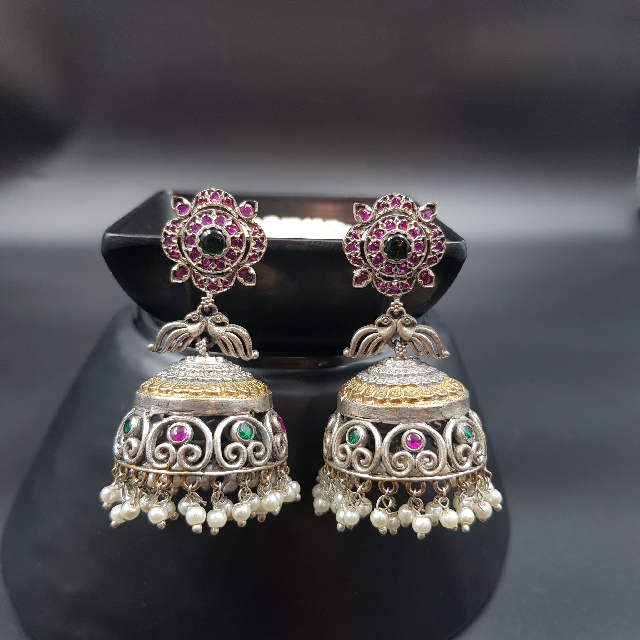 Jhumki Oxidized Earring 4704-59 - Dazzles Jewellery