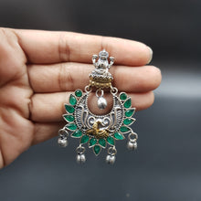 Green Oxidized Temple Earring - Dazzles Jewellery