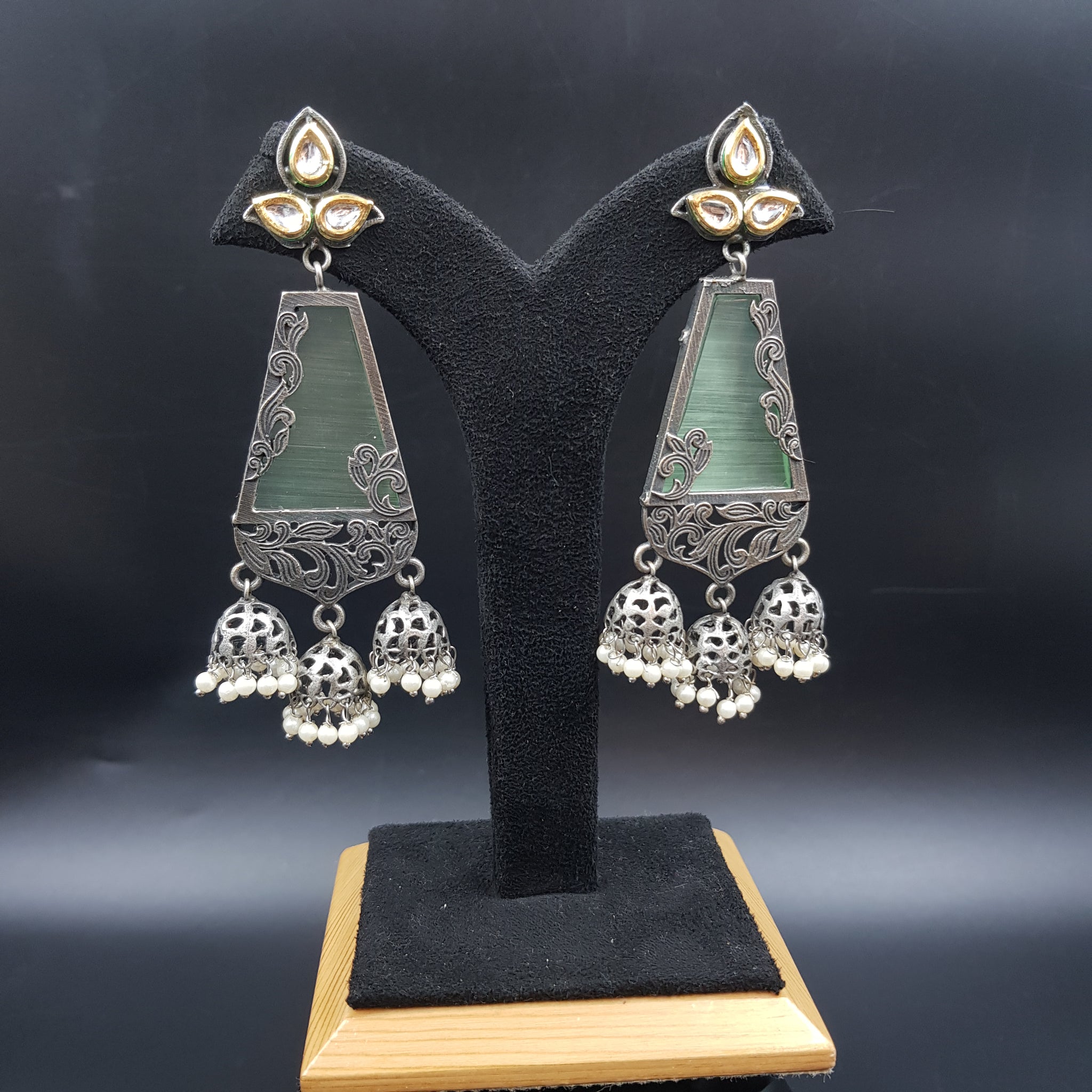 Danglers Oxidized Earring 4363-R - Dazzles Jewellery
