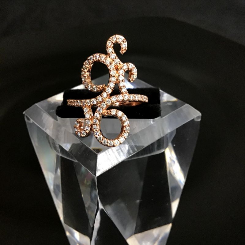 Zircon/AD Cocktail Adjustable Rose Gold Ring 2224-6289 - Dazzles Jewellery