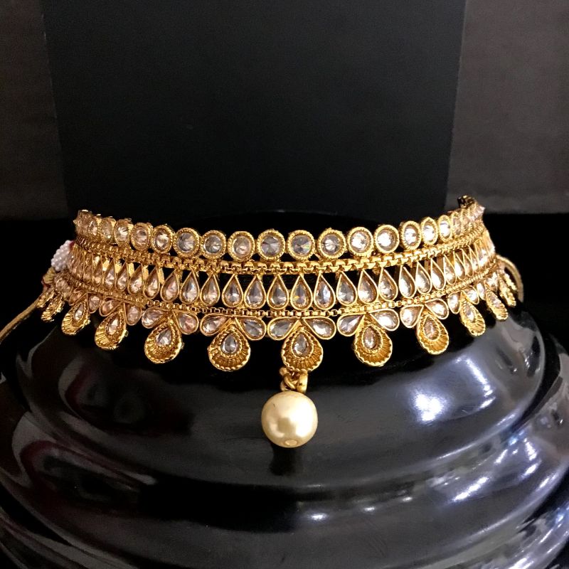 Champagne Gold Look Choker Set - Dazzles Jewellery