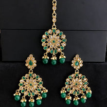 Polki Choker Set With Green Stones And Green Beads - Dazzles Jewellery