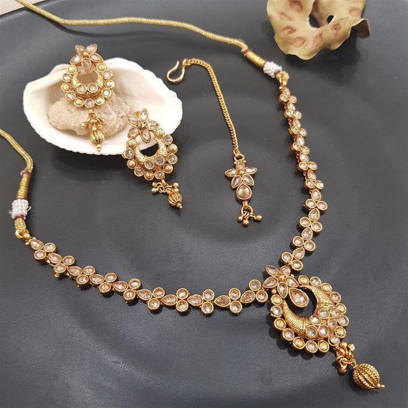 Champagne Gold Look Necklace Set - Dazzles Jewellery