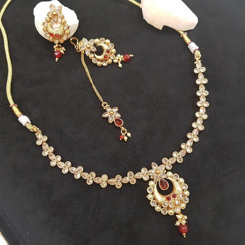 Red Gold Look Necklace Set - Dazzles Jewellery