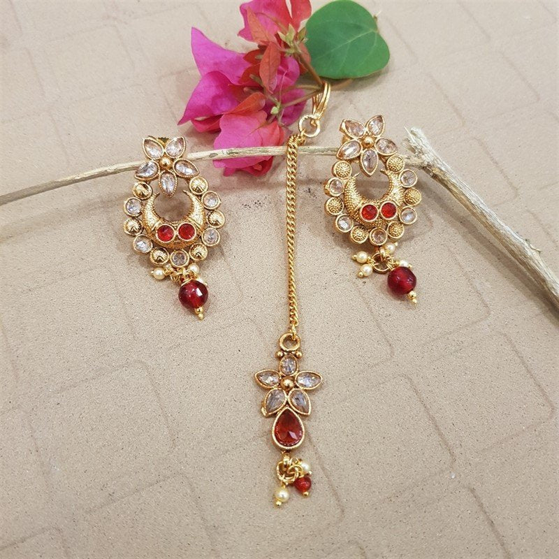 Red Gold Look Necklace Set - Dazzles Jewellery