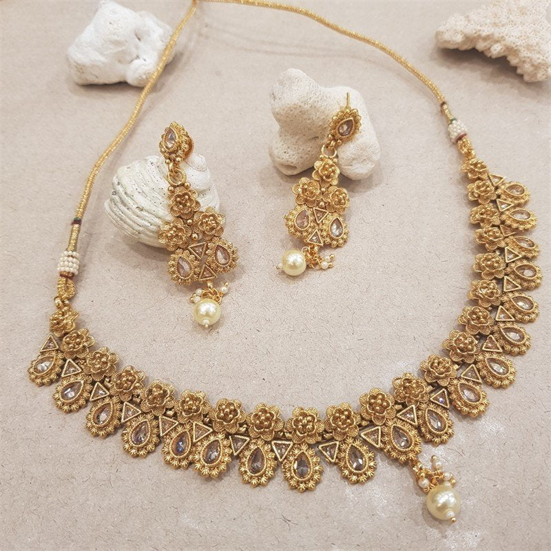 Champagne Gold Look Necklace Set - Dazzles Jewellery