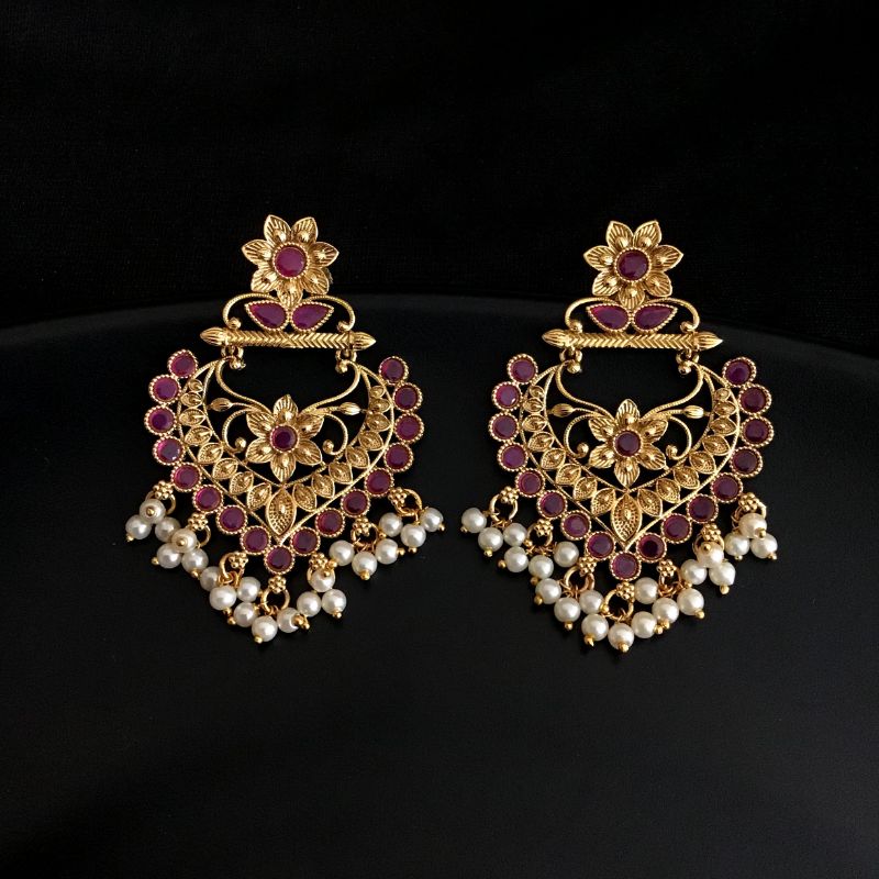 Ruby Gold Look Earring - Dazzles Jewellery